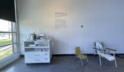 View of welcome station near front entrance during a memory with you exhibition